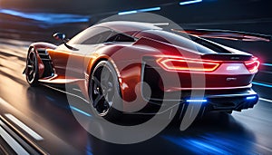 technological abstract background with racing car, Modern car acceleration technologies, transport innovations,