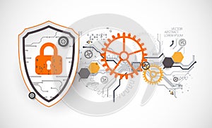 Technological abstract background on the topic of information protection and computer security