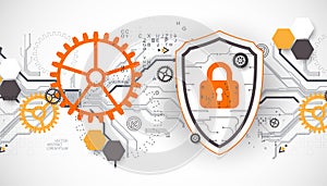 Technological abstract background on the topic of information protection and computer security