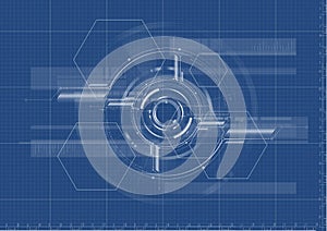 Technological abstract digital technical interface blueprint background vector