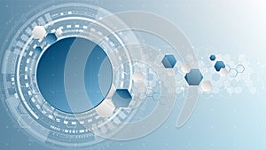 Technological abstract interface technical hexagonal digital template background vector