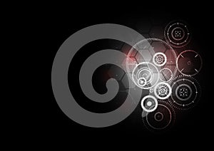 Technological abstract red light interface gears background
