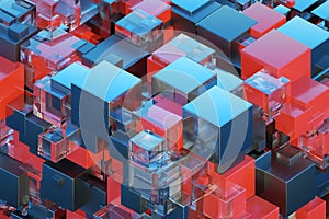 Technological abstraction 3d cube 3D illustration 3D visualization