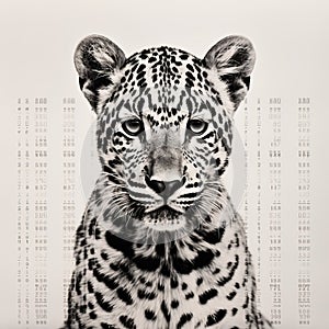 Technological Art: Black And White Leopard Print With Barcode Lines