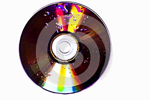 Technological background created with the photo of cd, the light accentuates the reflections coloring them.