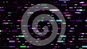 Technological background with slow motion of rectangles surrounded by numeric data, seamless loop. Animation. Abstract