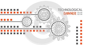 Technological background .Technical drawing of gears .Rotating mechanism of round parts .Machine technology. Vector illustration.