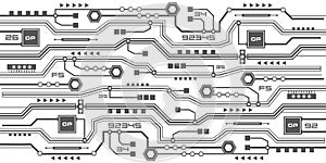 Technological banner background.Electronic circuit board on white background .Technical drawing of the future .Vector illustration