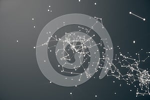 Technological Connection Futuristic Shape. Gray Dot Network. Abstract background, Gray Background. Concept of Network