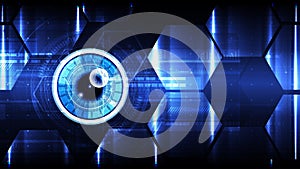 Technological cybersecurity eye scanning vector background abstract