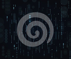Technological dark background vector illustration.Matrix.Binary Computer Code.Falling dots