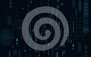 Technological dark background vector illustration.Matrix.Binary Computer Code.Falling dots