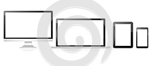 Technological devices. Computer, notebook, tablet and phone. Vector.