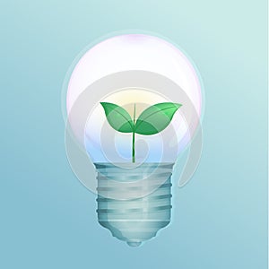 Technological ecology concept with light bulb Vector illustration