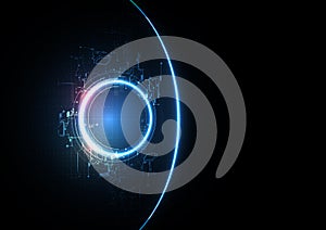 Technological encryption circuit eclipse system concept background vector