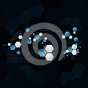 Technological encryption future hexagonal data synchronizing background vector