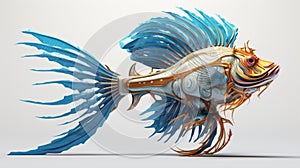 Technological Fusion: 3d Rendered Fin Of A Large Fish