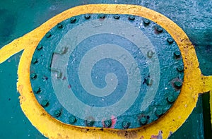 Technological hatch on the deck of the ship.