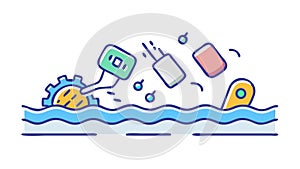 Technological Interface with Floating Elements, Digital Innovation, vector design Generative AI