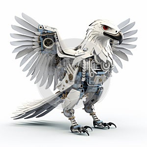 Technological Marvel: White Eagle With Gears - 3d Thunderbird