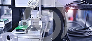 Technological process of assembly chip components on pcb board at industrial