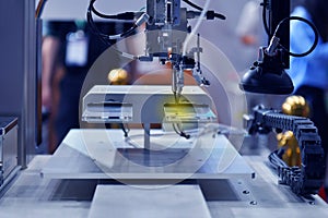 Technological process of assembly chip components on pcb board at industrial