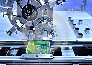 Technological process of assembly chip components on pcb board at industrial