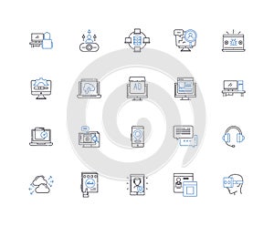 Technological revolution line icons collection. Disruptive, Innovation, Digitalization, Automation, Interconnectivity