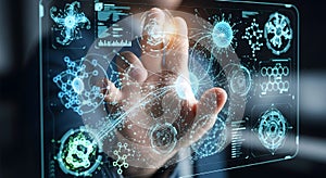 Technological Touchscreen Interaction Digital Interface Advanced Data Analysis