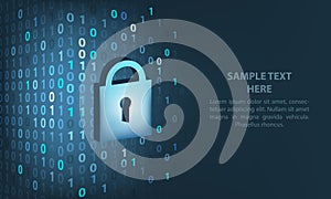 Technological vector background for security system with 3d lock.
