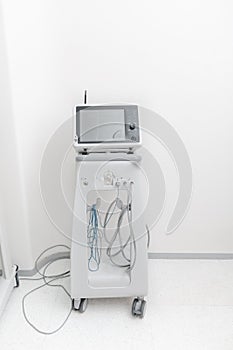 Technologically advanced equipment in CT or MRI Scan room. Modern hospital laboratory. Interior of radiography