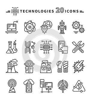 Technologies Black Icons on White Background