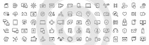 Technologies and business line icons collection. Big UI icon set. Thin outline icons pack. Vector illustration eps10