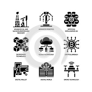 Technologies Disruption icon set