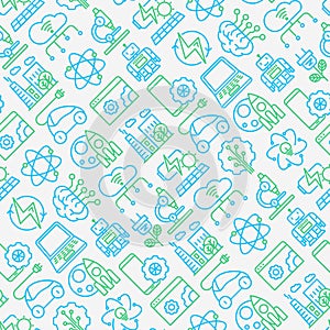 Technologies seamless pattern with thin line icons