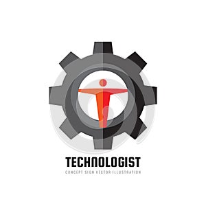 Technologist manager - vector business logo template concept illustration in flat style. Engineer people creative sign.