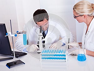 Technologists at work in a laboratory