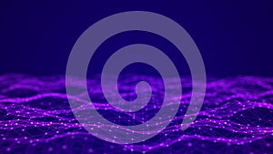 Technology abstract background. Big data visualization. Futuristic dynamic wave on blue background. 3D rendering