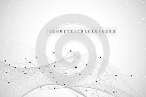 Technology abstract background with connected line and dots. Big data visualization. Artificial Intelligence and Machine