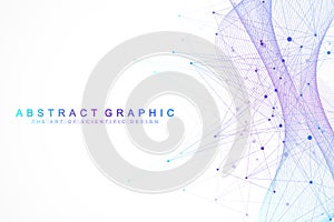 Technology abstract background with connected line and dots. Big data visualization. Artificial Intelligence and Machine