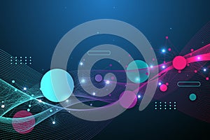 Technology abstract background with connected line and dots. Big data visualization. Artificial Intelligence and Machine