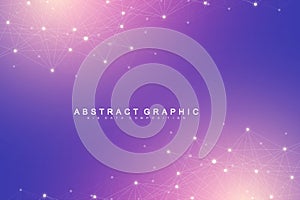 Technology abstract background with connected line and dots. Big data visualization. Perspective backdrop visualization