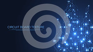 Technology abstract circuit board texture background. High-tech futuristic circuit board banner wallpaper. Digital data