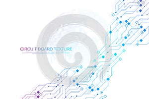 Technology abstract circuit board texture background. High-tech futuristic circuit board banner wallpaper. Engineering