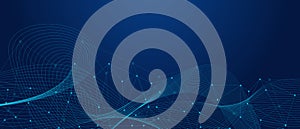 Technology abstract lines and dots connection background. Connection digital data and big data concept. Network connection dots