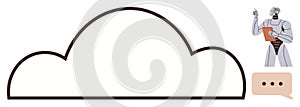 Cloud Computing and Artificial Intelligence Concept with Robot and Speech Bubble
