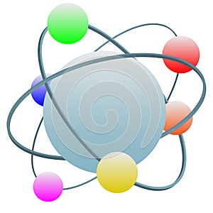 Technology atom symbol colorful electrons in orbit