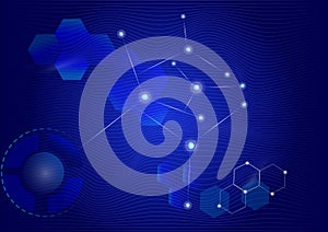 Technology background,9,hexagon element, blue tone gradient, spiral, blue background vector,