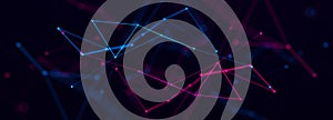 Technology background. Abstract digital combination dots and lines. Network connection structure. 3d Widescreen