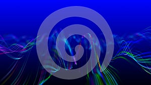 Technology background. Abstract digital particle wave. Futuristic dotted wave. Network connection structure. 3D